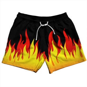 Flame Pattern Printing Custom Logo Breathable <b>Swim</b> Shorts Drawstring Closure Sublimation Basketball Nylon Shorts - Product Image 4