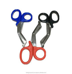 Juegos de 3 vendaje de colores mezclados, venta al por mayor, tijeras para traumatismos médicos con mango de plástico, tijeras de vendaje para enfermeras de primeros auxilios de Metal - Product Image 1