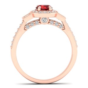 REYES Personalized 0.5 Carat Round Cut <b>Garnet</b> Gemstone Fine Jewelry for Women 925 Sterling <b>Silver</b> Moissanite Halo <b>Rings</b> - Product Image 4