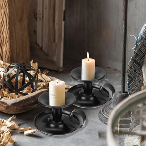 Taper Iron Candle Holder Set 4 Black Candlestick Holders Simple Ring Design Handmade Durable <b>Easter</b> Wedding Portable Candlelight - Product Image 5