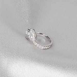 Anillo Toi Moi de Plata 925 Original con Doble Corte de Moissanita en Forma de Pera para Mujer, Regalo de Aniversario para Novia - Product Image 2