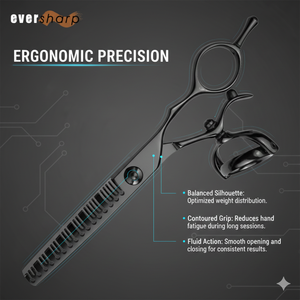 กรรไกรซอยผมมือขวาแบบมืออาชีพ ขนาด 5.5 นิ้ว ด้ามจับแบบหมุนได้ ใบมีดโค้งเคลือบไทเทเนียม สแตนเลส - Product Image 3