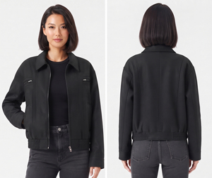 Veste d'hiver décontractée pour femme, entièrement zippée, en softshell, col rabattu, style bomber, 100 % polyester, ourlet élastique. - Product Image 3