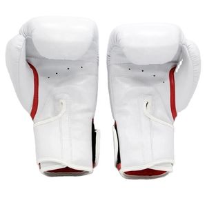 Gants de boxe sur mesure en blanc et rouge, fermeture auto-agrippante, sangle de poignet réglable, pour adultes - Product Image 2