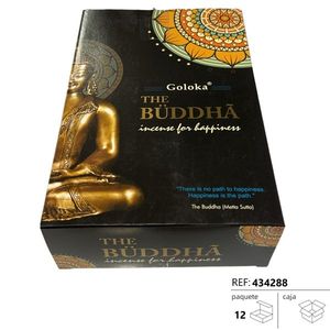 Goloka The Buddha Incenso in Bastoncini, Confezione da 12, per Felicità, Aromaterapia, Uso Religioso, Incenso Indiano - Product Image 1