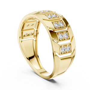 Anillo Clásico de Diamantes Cultivados en Laboratorio con Corte Redondo, Oro Amarillo de 18K/14K, DEF VVS, Anillos de Banda para Hombre con Diamantes en Racimo, Joyería Fina al por Mayor OEM - Product Image 4