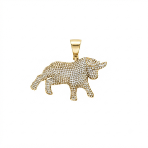 Collar con Colgante de Diamante Moissanita Inspirado en el Animal del Zodíaco Tauro, Diseño Moderno y Personalizado, Oro Sólido de 10K, para Hombre, Regalo - Product Image 1