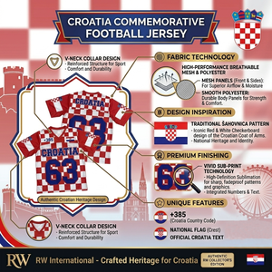 Camiseta de Fútbol de Croacia para Hombre, Roja y Blanca a Cuadros, Cuello en V, Manga Corta, Malla Transpirable, 100% Poliéster, Impresión por Transferencia de Calor - Product Image 6