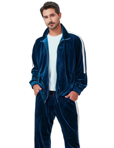 Unisex Velour Tracksuit Set Custom Design <b>Hoodie</b> Jacket Jogger Pants Casual Fashion Wear - Product Image 4
