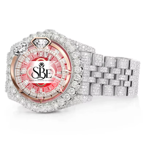 Montre en argent et diamants de luxe de bonne qualité, personnalisée, pour les soirées, les clubs et les événements nocturnes, disponible à un prix abordable - Product Image 2