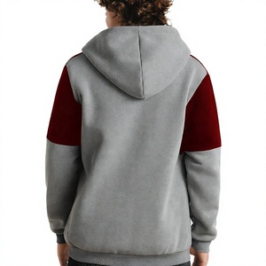 Sudadera con capucha y cremallera para hombre, con bloques de color, 280 GSM, poliéster y algodón, forro polar lavado, logotipo personalizado, ropa al por mayor - Product Image 2