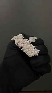 Collar Personalizado con Nombre KABHH en Plata de Ley 925, Estilo Graffiti, Chapado en Oro Blanco y Rosado, con Moissanita, para Hombre y Mujer - Product Image 3