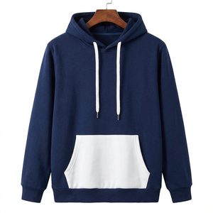 ผู้ผลิต OEM เสื้อฮู้ดผู้ชายแบบสั่งทำพิเศษ มีกระเป๋าและขอบตกแต่ง ทรงปกติ สวมใส่สบาย ผลิตจากผ้าฝ้ายถัก เหมาะสำหรับใส่ในฤดูใบไม้ร่วง - Product Image 5