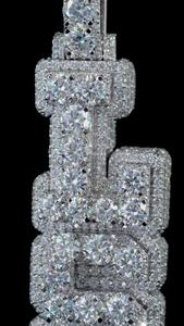 Rhodium Plated 925 Sterling Silver Moissanite Brilliant Cut Charm Pendant Hiphop Men's Party Jewelry Claw Setting Luxury - Product Image 5