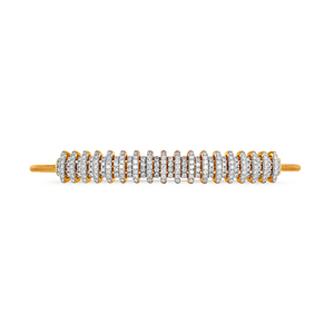 GLEAMORA ENTERPRISE Yellow Gold Lab Grown Diamond Fancy Round Brilliant Cut Classic Floral 14K 8.4g Women's <b>Bangle</b> <b>Bracelet</b> - Product Image 1