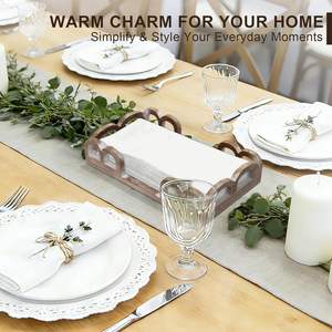 Porte-serviettes en bois pour table, style ferme, plateau porte-serviettes pour salle de bain, panier rustique pour serviettes en papier et essuie-mains jetables - Product Image 5