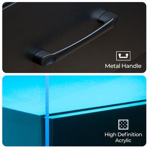 <b>Bedside</b> <b>Table</b> Nightstand with LED Lights Adjustable Light Colors 2 Drawers <b>Black</b> - Product Image 6