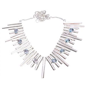 Nuevo Collar de Plata de Ley 925 con Diseño Impresionante, Gemas de Topacio Azul Natural, Joyería Fina, Regalo de Aniversario, Precio al por Mayor - Product Image 1