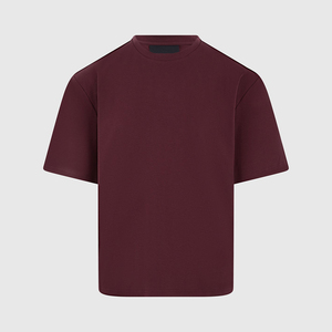T-shirt unisexe bordeaux à manches courtes, 100 % coton, coupe classique, imprimé décontracté, tricoté, épais, avec logo personnalisé, haute qualité - Product Image 1