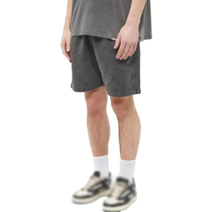 Shorts en toile épaisse pour homme, style vintage délavé à l'acide, 100% coton, séchage rapide, avec cordon de serrage, taille mi-haute, streetwear uni - Product Image 5