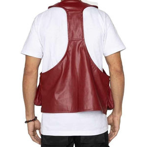 2026 High Quality New Men Solid Perforated Canvas Waterproof Breathable Reversible <b>Winter</b> Motorcycle Leather Vest V-neck Custom - Product Image 5