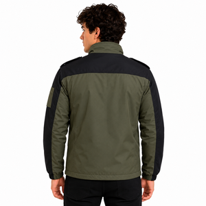 Men's Olive Green and <b>Black</b> Utility Performance Jacket Lightweight Full Zip Outdoor <b>Windbreaker</b> Modern Casual Outerwear - Product Image 3