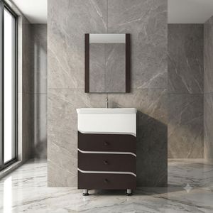 Standard Quality <b>Wall</b>-Mounted Ceramic Basin Bathroom Vanity Table <b>Mirror</b> Included PVC Material Water Resistant Easy Clean - Product Image 1