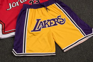 Pantalones Cortos de Baloncesto para Hombre de los Lakers con Logotipo Dorado Estampado, Cintura con Cordón Ajustable, Estilo Deportivo, Tela Transpirable de Secado Rápido, 100% Poliéster - Product Image 5