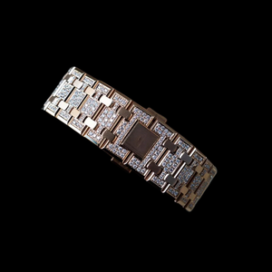 Montre pour homme de style hip-hop, exclusive, avec mouvement à quartz, chronographe automatique, date, cadran noir tendance, entièrement sertie de pierres brillantes - Product Image 6