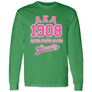 Camiseta Verde de Manga Larga con Estampado Gráfico 1908, Cuello Redondo, Informal, para Mujer, Moda Urbana, Ropa para Uso Diario, Alpha - Product Image 1