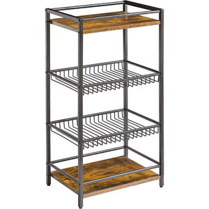 Chariot de rangement de cuisine en métal blanc à 4 niveaux avec roulettes, panier en fil d'acier pour fruits et légumes, en promotion - Product Image 3