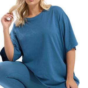 T-shirt oversize pour femme, manches courtes, coupe ample, haut décontracté, grande taille, vêtements de détente, coton doux, été, vente en gros, OEM - Product Image 2