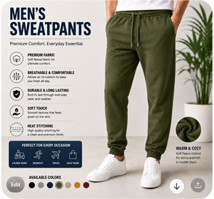 Pantalones Deportivos de Forro Polar Personalizados para Hombre, Fabricante OEM, Pantalones Jogger de Algodón, Marca Privada, Logotipo Personalizado, Venta al Por Mayor - Product Image 3