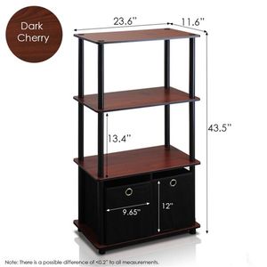 Juego de 2 estanterías de almacenamiento de 4 niveles en color cerezo oscuro/negro con contenedores - Product Image 3