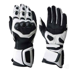 Motorcycle <b>Gloves</b> <b>Black</b> White <b>Leather</b> Wrist-Length Breathable Sporty Style Cycling Spring Autumn Polyester Lining Motorcycle <b>men</b> - Product Image 1
