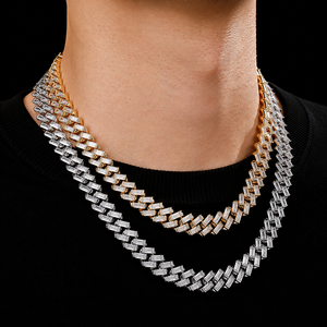 Exclusive Women's 18K Gold Filled Moissanite Diamond <b>Necklace</b> Baguette Cut Channel Setting Geometric Link <b>Chain</b> Party Jewelry - Product Image 6