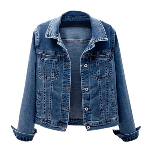 Women's Customized Regular Fit Button-Up Denim <b>Jacket</b> Autumn Sweet Style Long Sleeve Heavyweight Denim Jeans <b>Jackets</b> - Product Image 2
