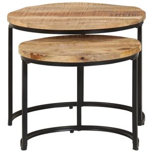 Juego de 2 Mesas Nido de Madera Natural para Muebles de Sala de Estar - Product Image 2
