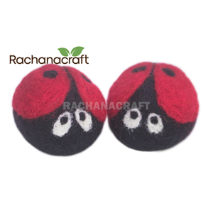 Boule de dessiccateur de feutre de laine de thème de coccinelle de couleur noire rouge pour la maison hôtel et restaurant boules de séchage de blanchisserie faciles à utiliser écologiques - Product Image 1