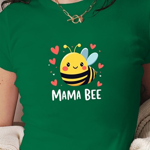 เสื้อยืดสั้นเข้ารูปสำหรับผู้หญิงมาม่าบีพิมพ์ลายผ้าถักสไตล์ Y2K - Product Image 1