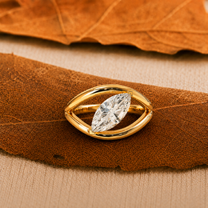 Premium quality Women's Luxury 1 carat Yellow Gold Marquise Cut Lab Grown Diamond Engagement Ring Minimalist Style Jewellery - Product Image 1