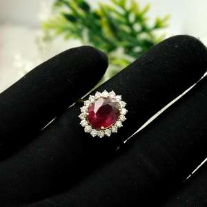 Bague en grenat rouge naturel, or blanc 18 carats, bijoux pierre de naissance de janvier, bague élégante, cadeau pour femme - Product Image 3