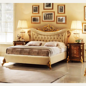 Juego de Muebles de Dormitorio de Lujo, Estilo Europeo Clásico, Cama Tapizada Personalizada, Estilo Real, Madera Sólida, para Apartamento - Product Image 2