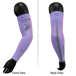 Manguitos de Cricket para Mujer, 180 GSM, Poliéster y Spandex Premium, Transpirables, Diseño con Paneles en Degradado Morado, Logotipo Personalizado por Sublimación - Product Image 1