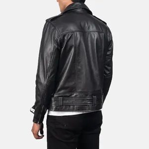 Mens Allaric Alley Black Leather Eco-friendly Winter Stand Collar <b>Biker</b> <b>Jacket</b> - Product Image 3