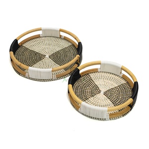 Bandeja de ratán de algas marinas africanas de tamaño personalizado, almacenamiento de alimentos versátil y servicio de té/Café, decoración clásica de Mesa para el hogar - Product Image 5