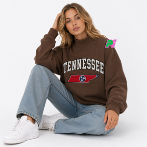 Sweat-shirt à col montant pour femme avec inscription TENNESSEE et appliqué carte, épais et lourd, idéal pour l'hiver - Product Image 5