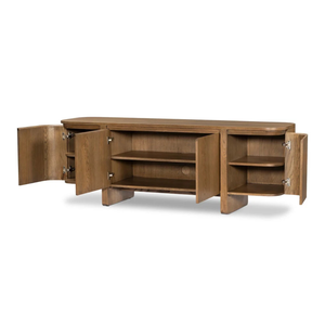 Mueble de TV Moderno de Madera Sólida, Diseño Mid-Century, Mueble de Almacenamiento para Sala de Estar, Compatible con Televisores de 65 Pulgadas o Más, Montaje en el Suelo - Product Image 3