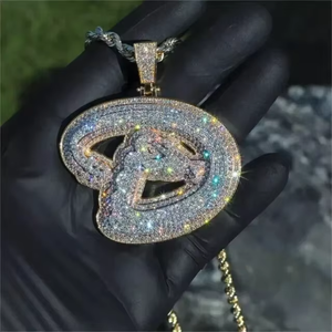 Two Tone Personalized <b>Initial</b> Latter <b>Pendant</b> 925 <b>Silver</b> Iced Out <b>Pendant</b> Hip Hop <b>Pendant</b> Custom Moissanite Name Latter <b>Pendant</b> - Product Image 3