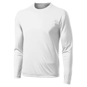 T-shirt à manches longues en coton uni pour homme, col rond décontracté, personnalisable avec logo, vêtements vierges en gros - Product Image 1